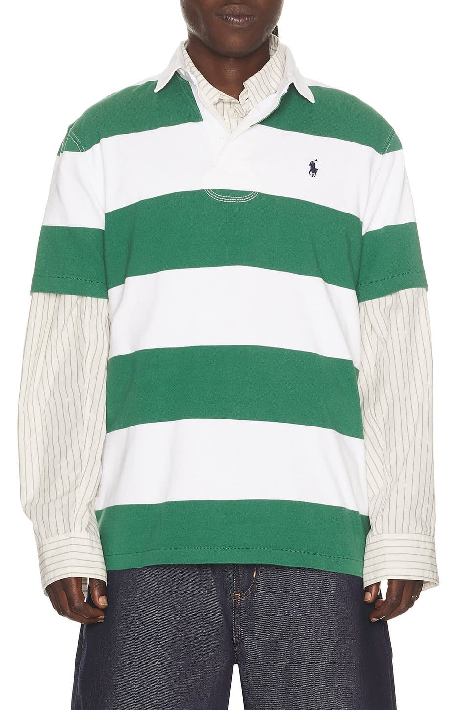 revolve Short Sleeve Jersey Knit Iconic Rugby Stripe Polo