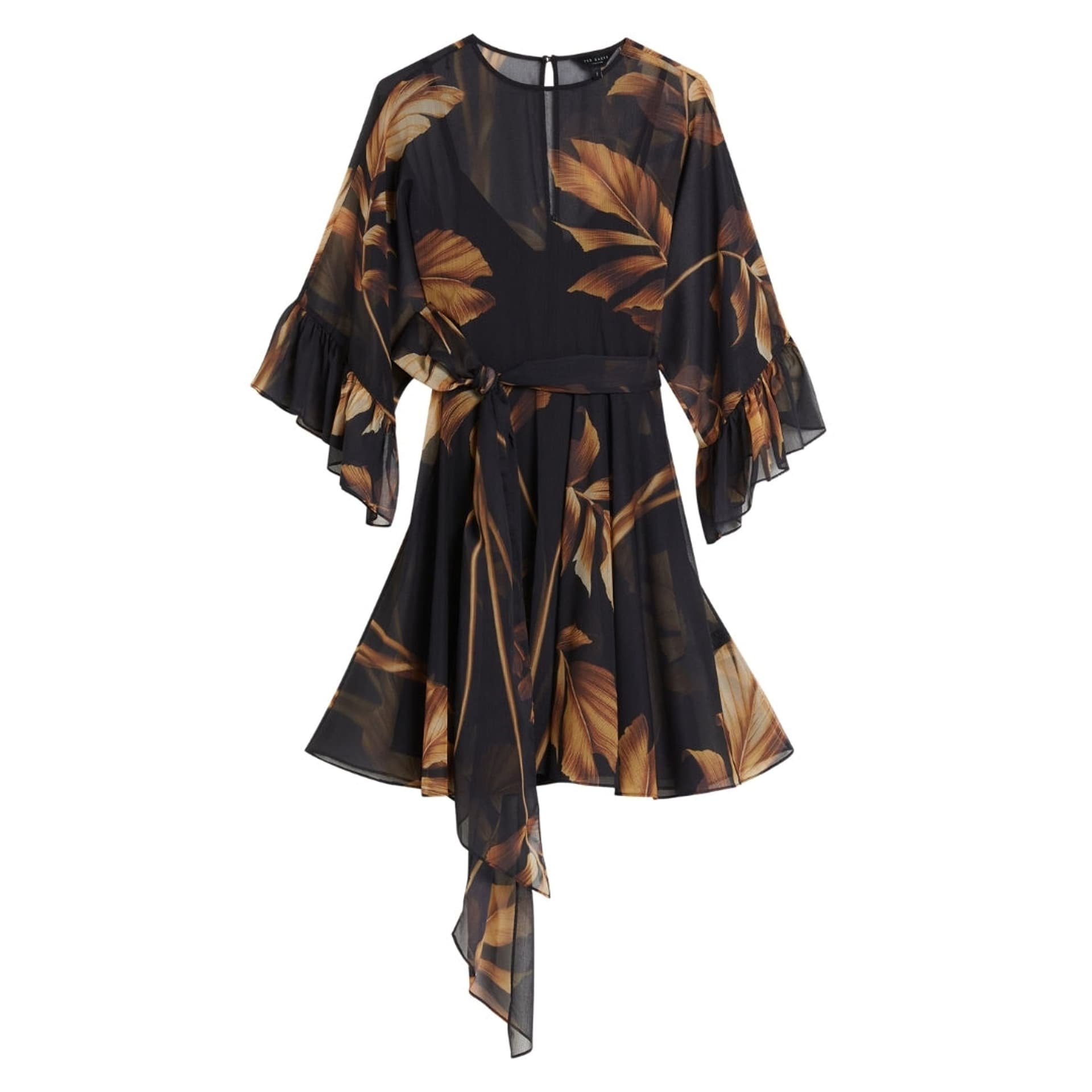 Ted Baker Ted Baker Women's Elster Short Sleeve Round Neck Regular Fit Mini Dress in Black