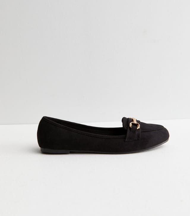 New Look Women's Black Suedette Buckle Trim Loafers Vegan New Look - 3