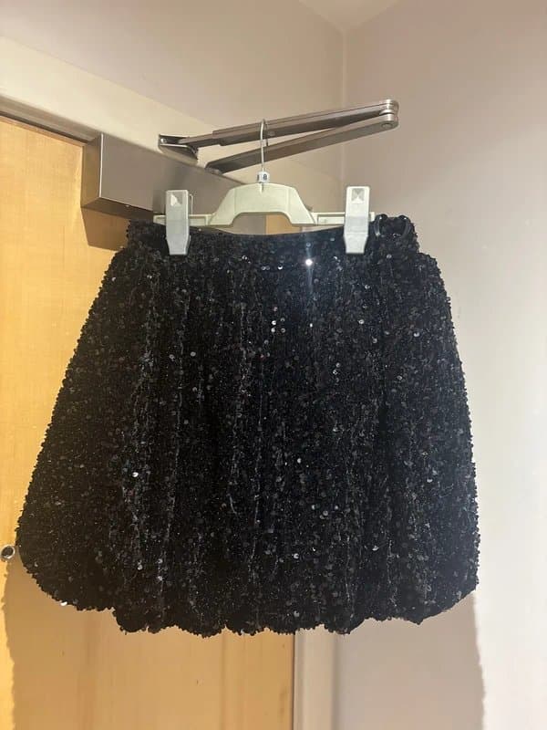 ASOS ASOS luxe black sequin bubble hem mini skirt