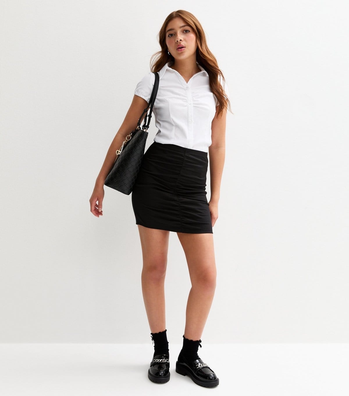 New Look Girls' Black Ruched Tube School Skirt New Look - 4