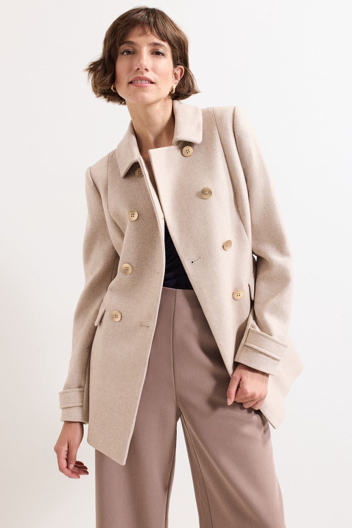 Phase Eight Phase Eight Women's Aurelie Wool Long Sleeve Peacoat in Light Beige