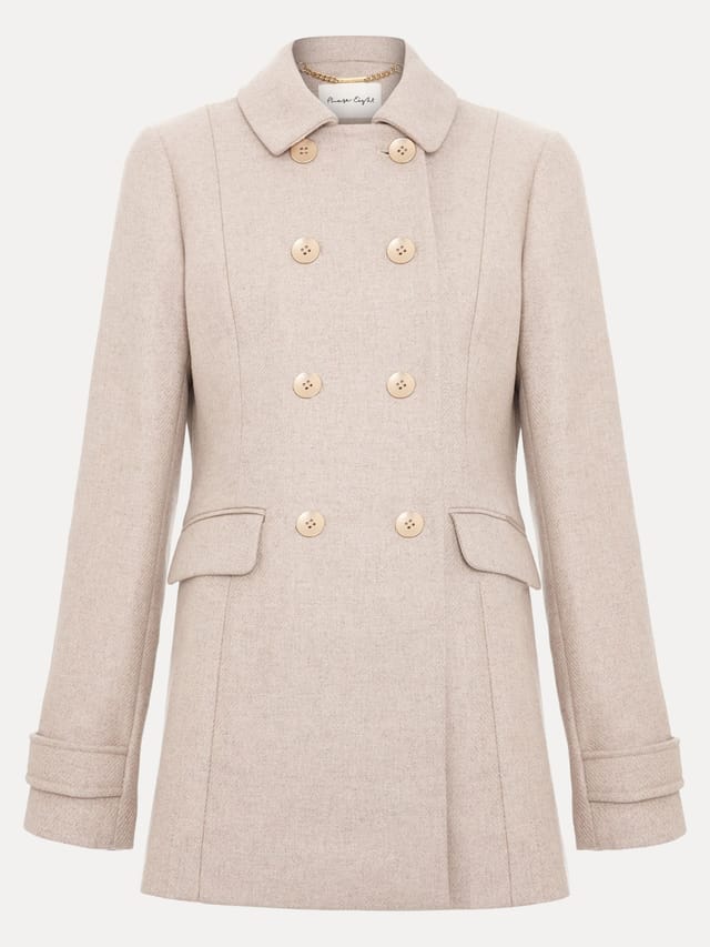 Phase Eight Phase Eight Women's Aurelie Wool Long Sleeve Peacoat in Light Beige - 2