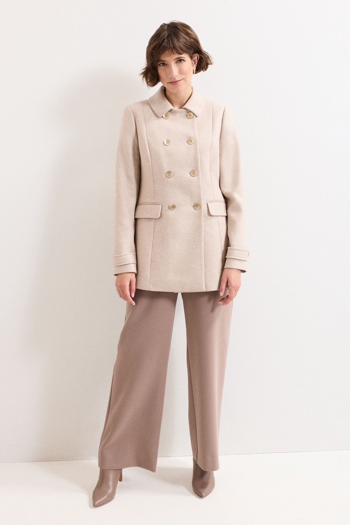 Phase Eight Phase Eight Women's Aurelie Wool Long Sleeve Peacoat in Light Beige - 3