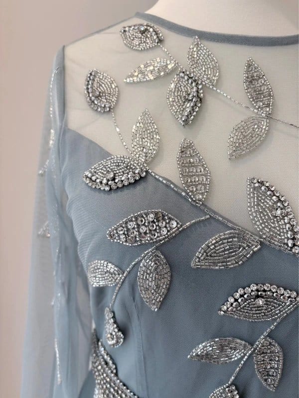 Phase Eight Silver Tulle Maxi Dress with Diamanté Embellishments