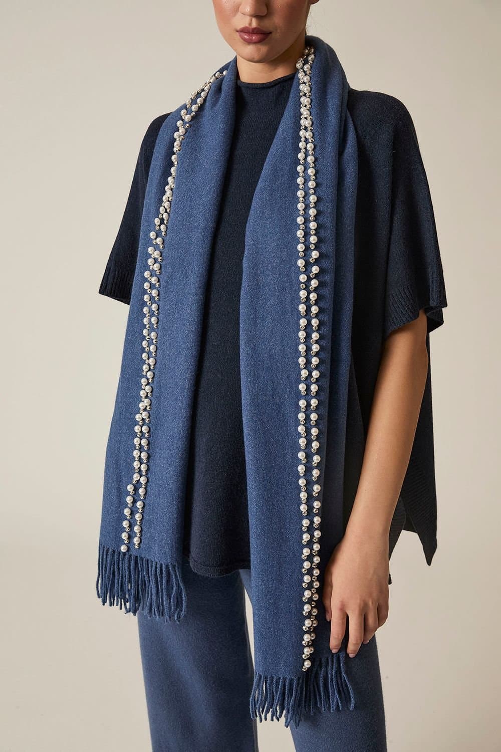 James Lakeland James Lakeland Mid Blue Denim Pearl Scarf