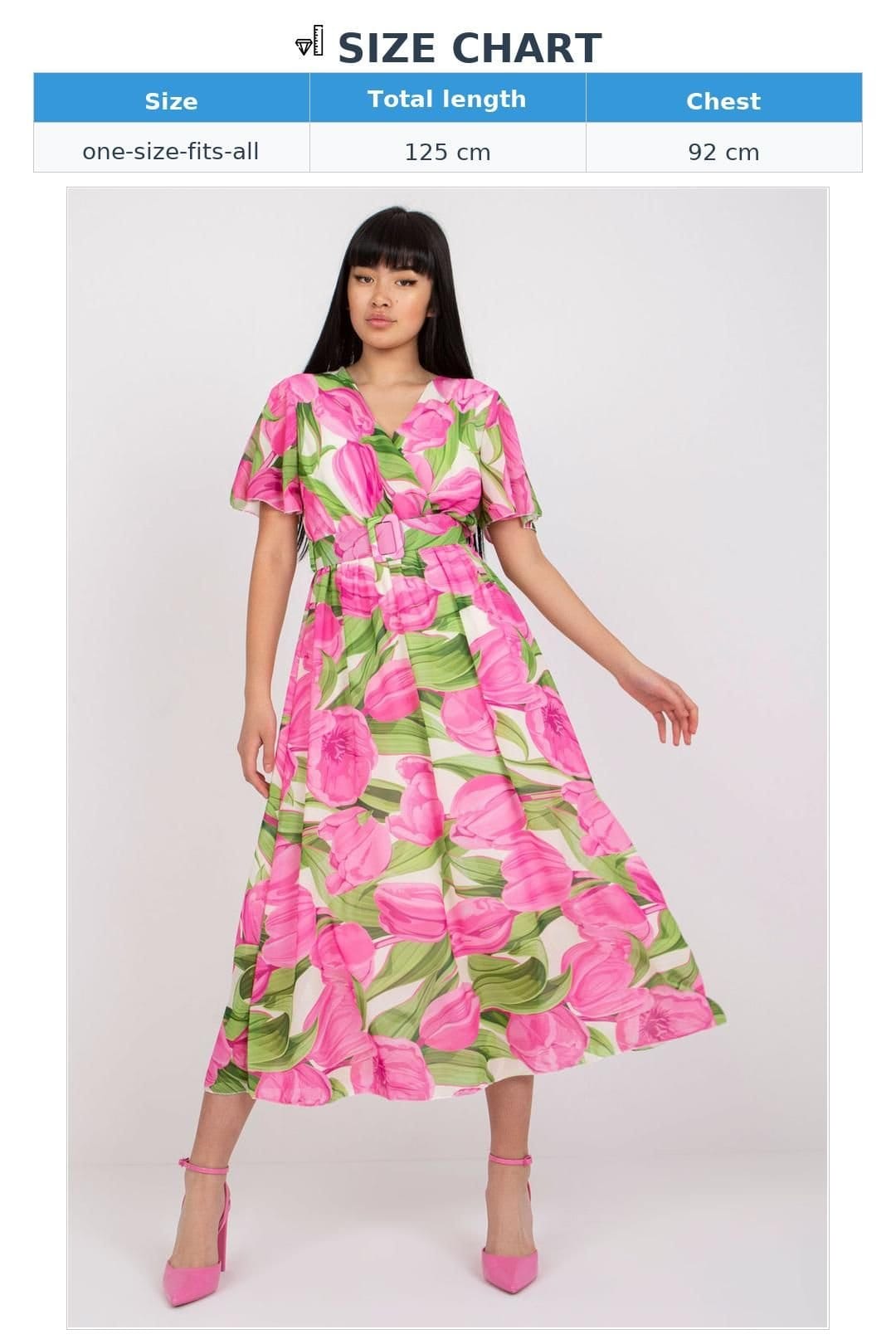Love Lace Love Lace Women's Italy Summer Frill Sleeve Belted Lined Dress in Pink - 4