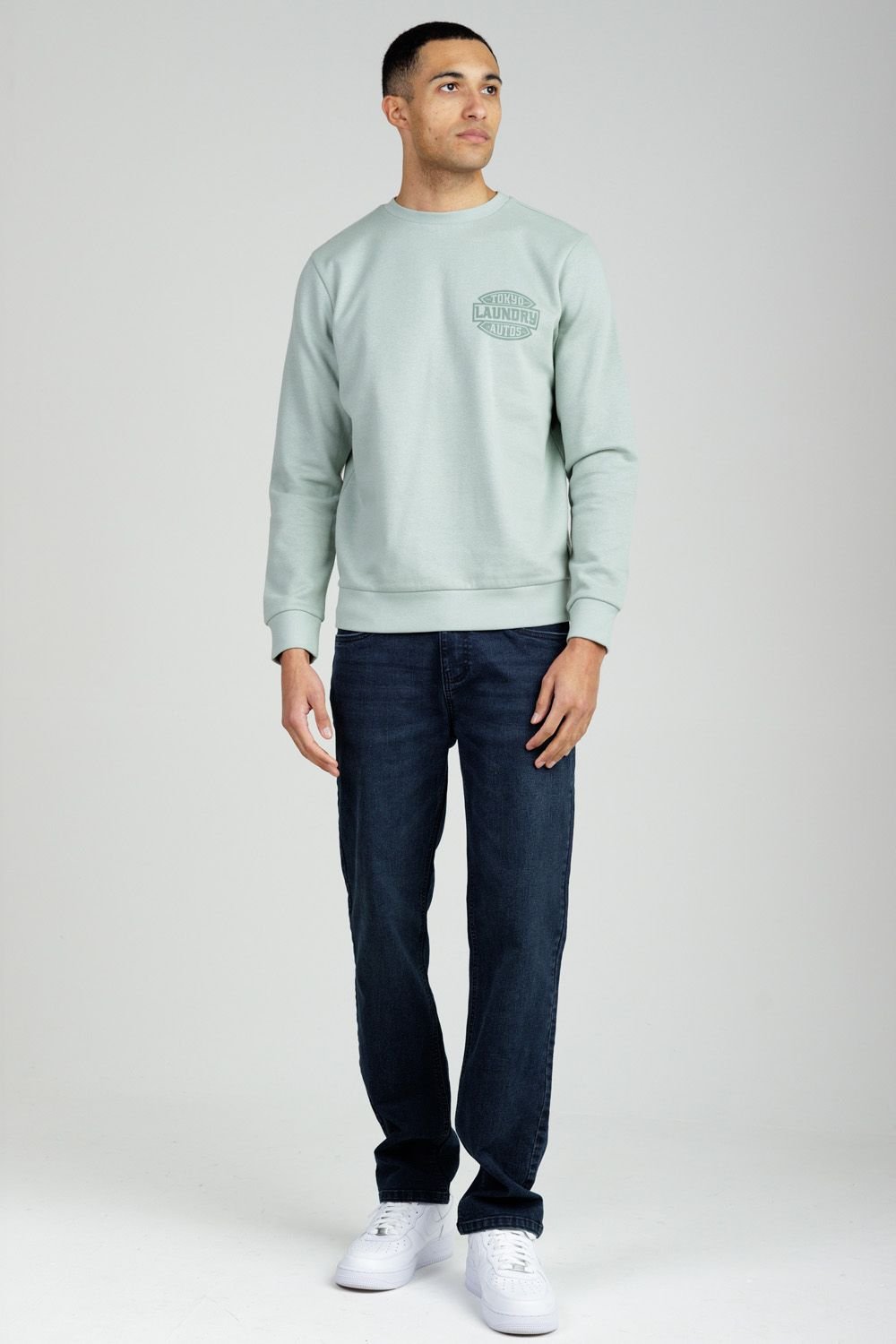 Tokyo Laundry Tokyo Laundry Men's Printed Brushed Back Fleece Crew Neck Sweatshirt in Green - 3