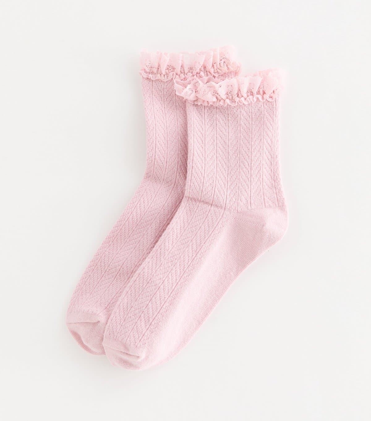 New Look Pink Cable Frill Trim Socks New Look