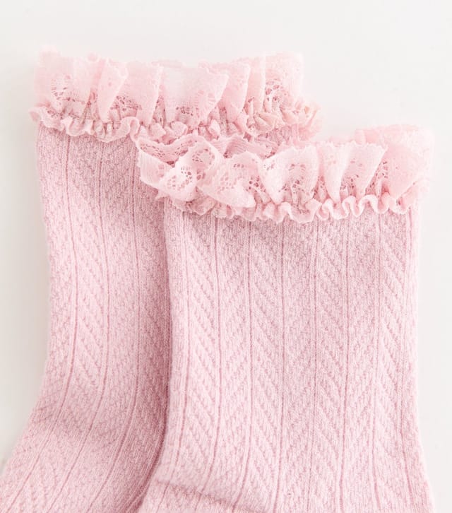 New Look Pink Cable Frill Trim Socks New Look - 2