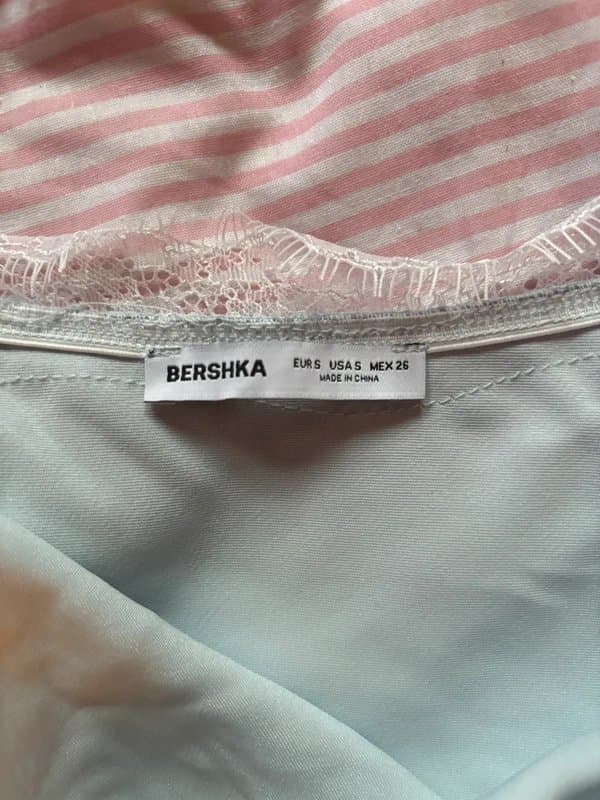 Bershka Satin Lace Trim Top