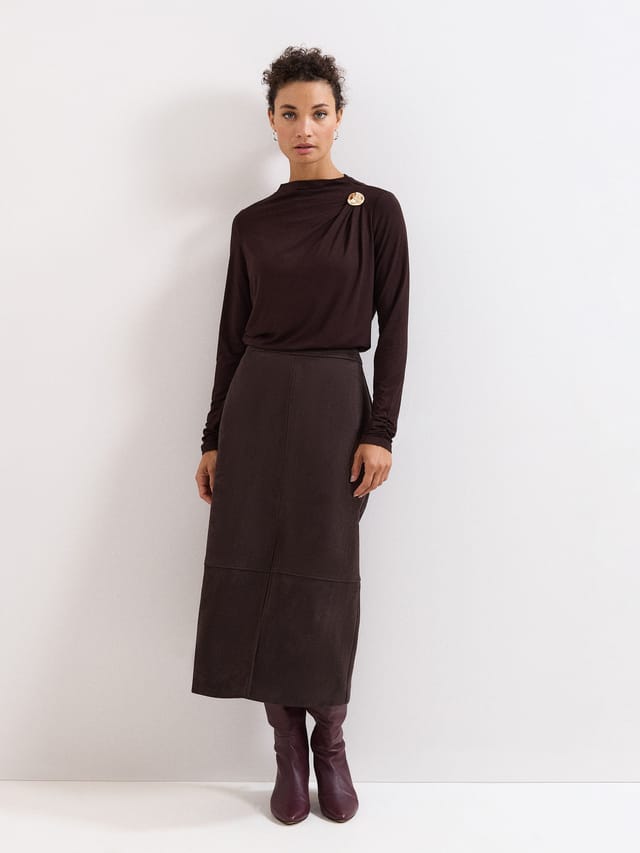 Phase Eight Phase Eight Women's Etta Hardware Detail Longsleeve Top in Dark Brown - 2