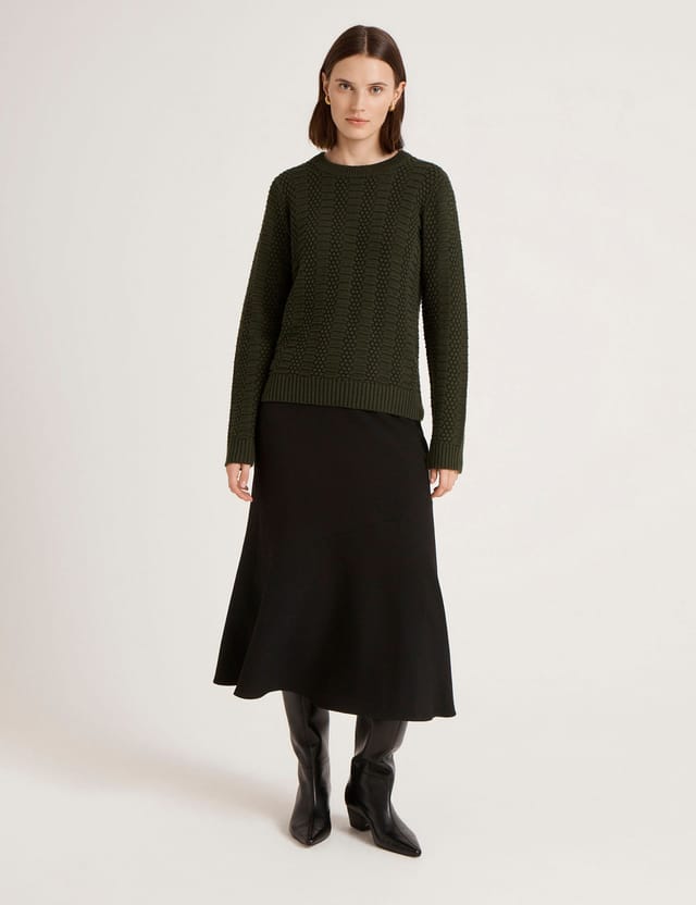 Finery London Finery London Women's Nova Round Neck Knitted Sweater in Dark Olive - 2