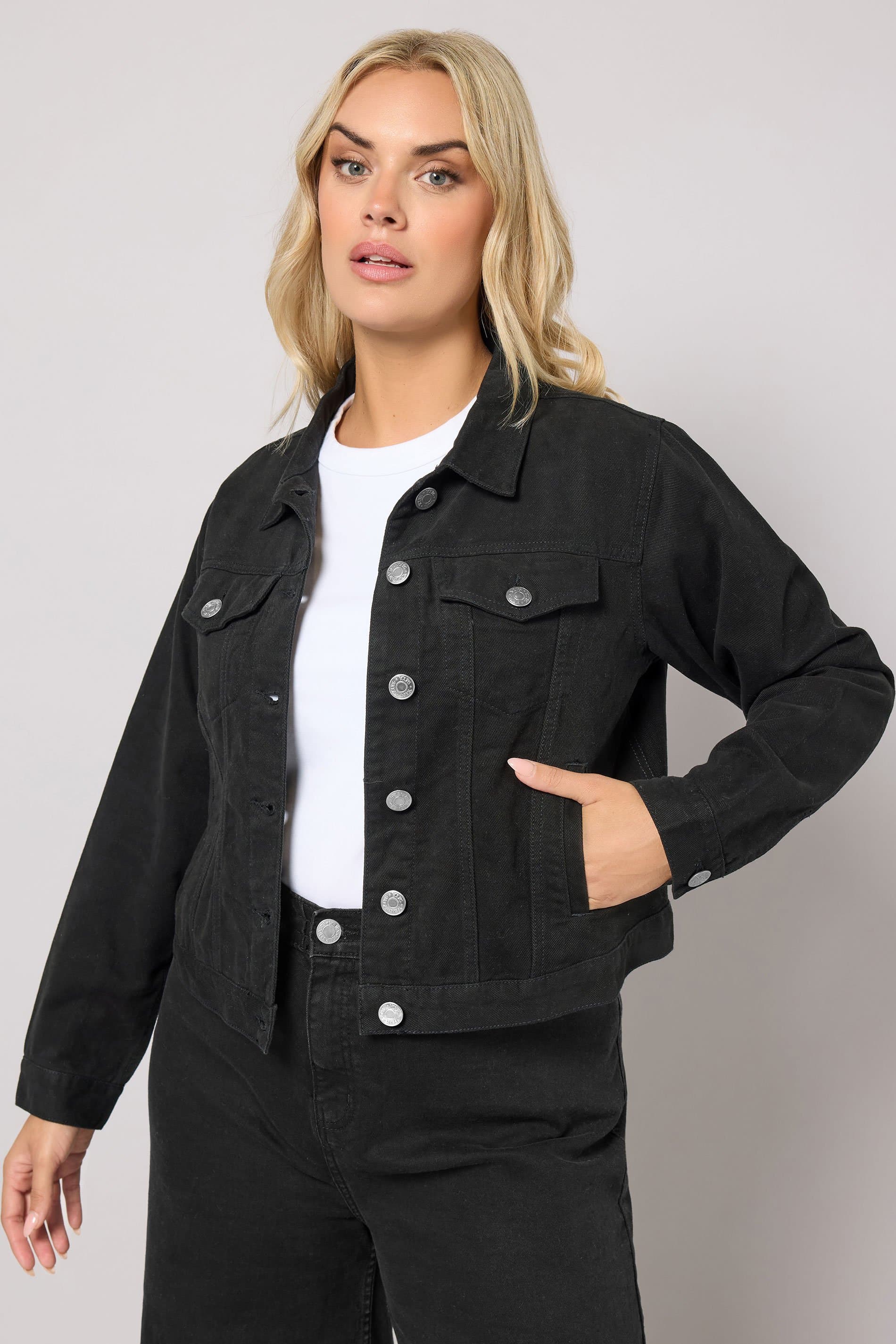 Yours Plus Size Curve Black Denim Jacket