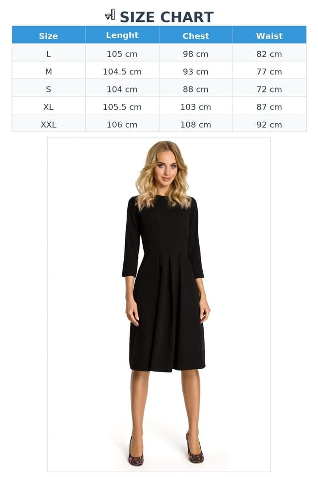 Love Lace Love Lace Women's Waist Cinching Ruffle Day Dress 3/4 Sleeve in Black - 3