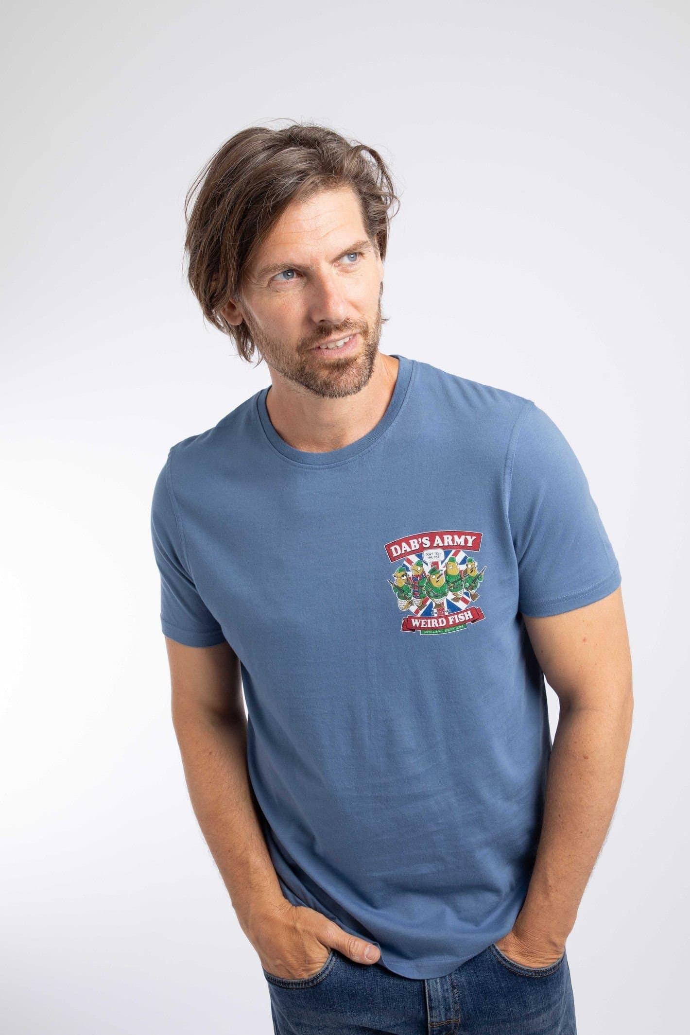 Weird Fish Weird Fish Men's Dabs Army Artist T-Shirt in Mid Blue