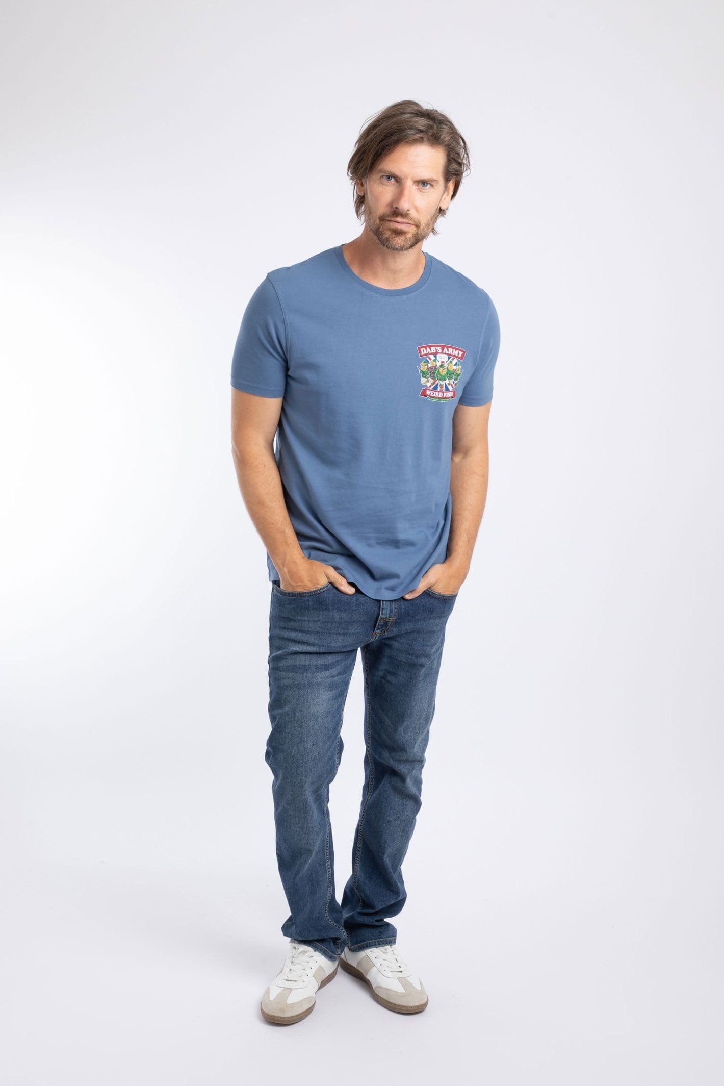 Weird Fish Weird Fish Men's Dabs Army Artist T-Shirt in Mid Blue - 4