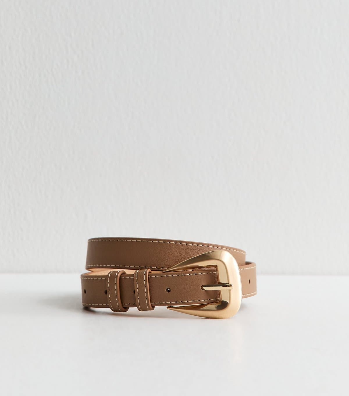New Look New Look Light Brown Faux Leather Large Buckle Belt