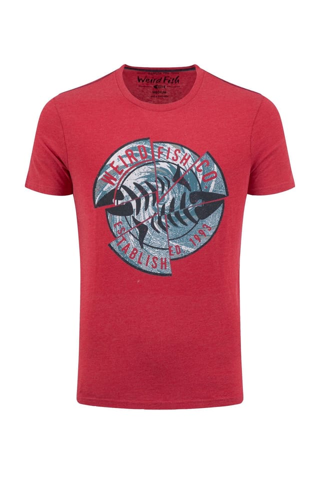Weird Fish Weird Fish Men's Vortex Front Print Graphic T-Shirt in Scarlet - 2