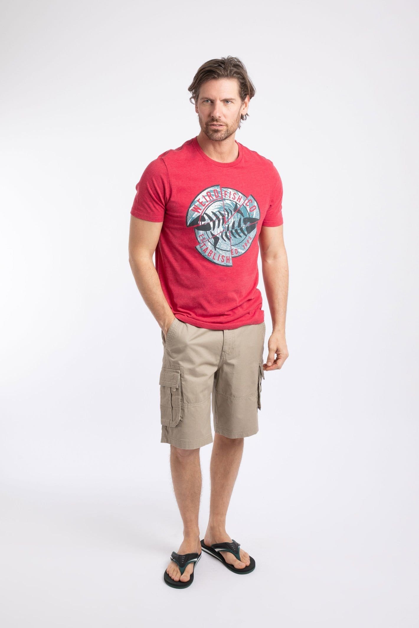 Weird Fish Weird Fish Men's Vortex Front Print Graphic T-Shirt in Scarlet - 4