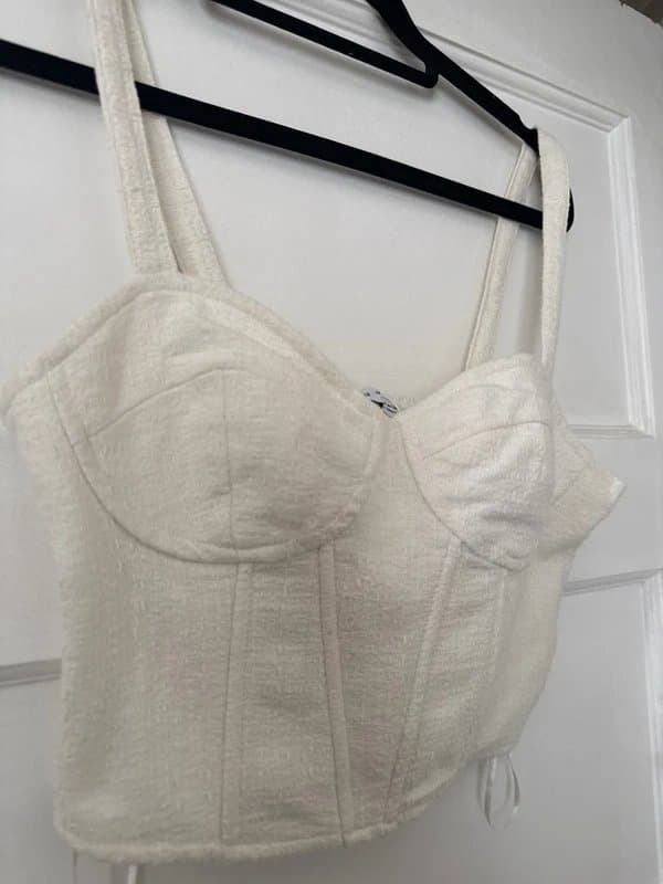 Bershka Women’s Bershka Cropped White Corset Top Size Medium