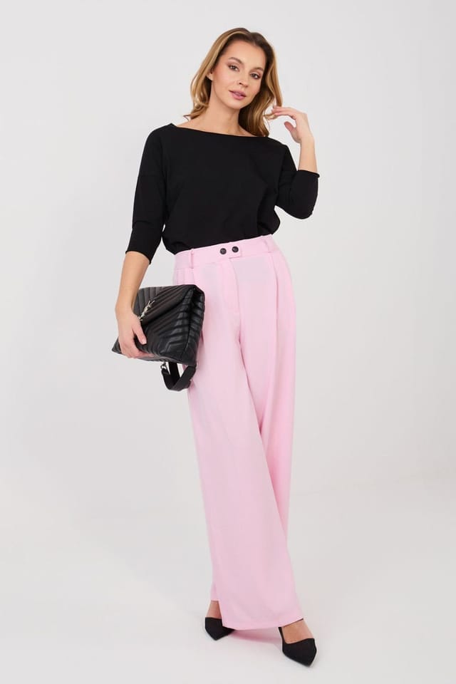 Love Lace Love Lace Women's Elegant High Waist Wide Leg Trousers Style 225565 in Pink - 2