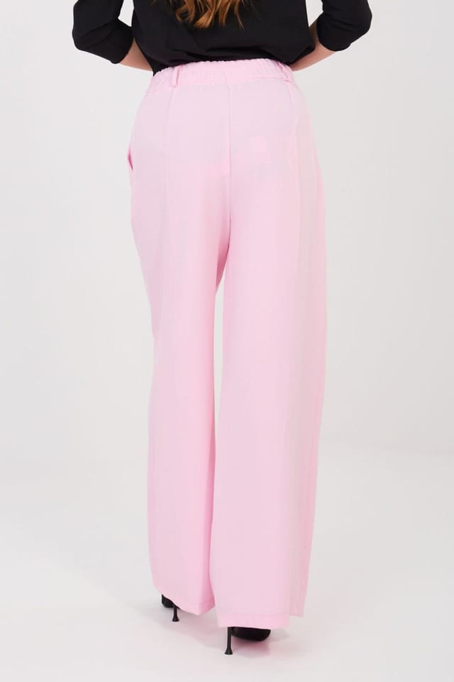 Love Lace Love Lace Women's Elegant High Waist Wide Leg Trousers Style 225565 in Pink - 3