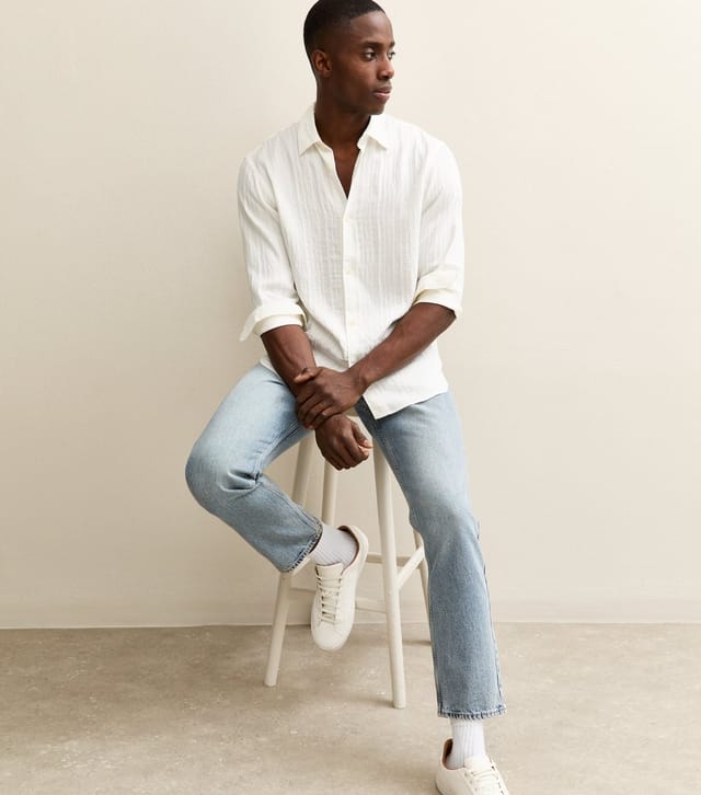 jack & jones Men's Off White Kingston Long Sleeve Shirt Jack & Jones New Look - 3
