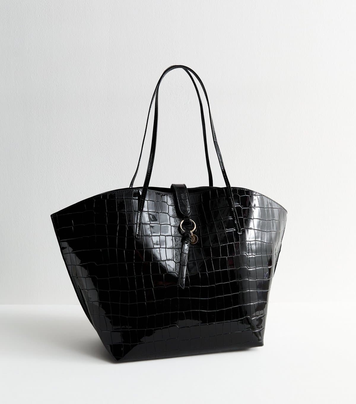 New Look New Look Black Textured Faux Leather Tote Bag