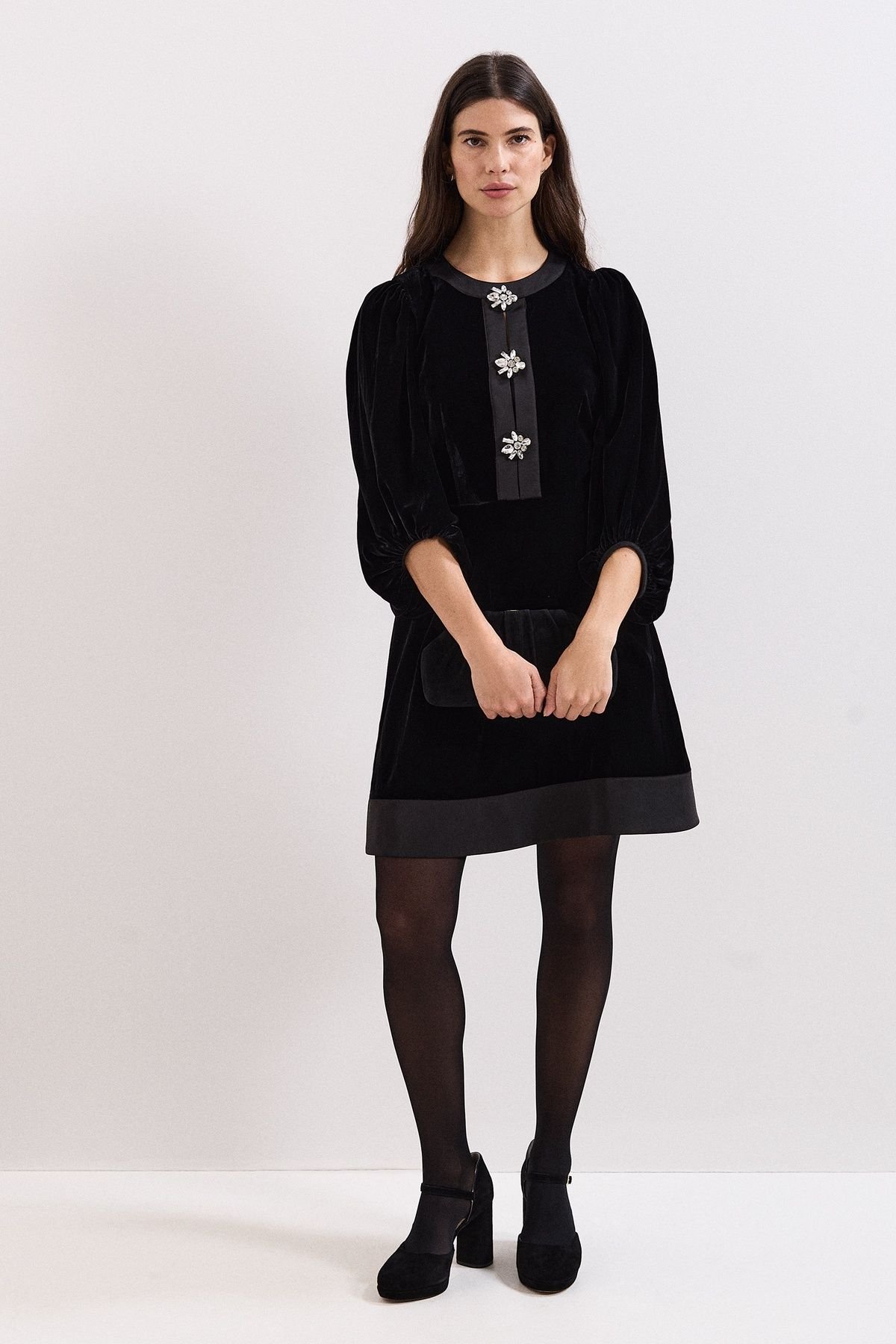 Phase Eight Phase Eight Women's Heidi Velvet Dress in True Black - 3