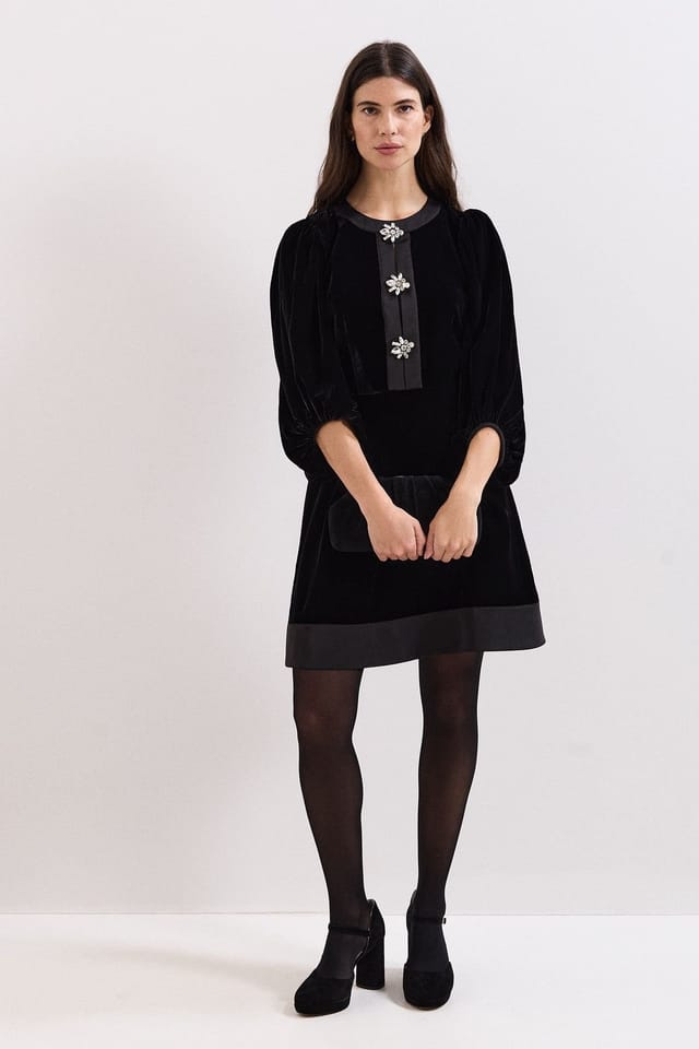 Phase Eight Phase Eight Women's Heidi Velvet Dress in True Black - 3