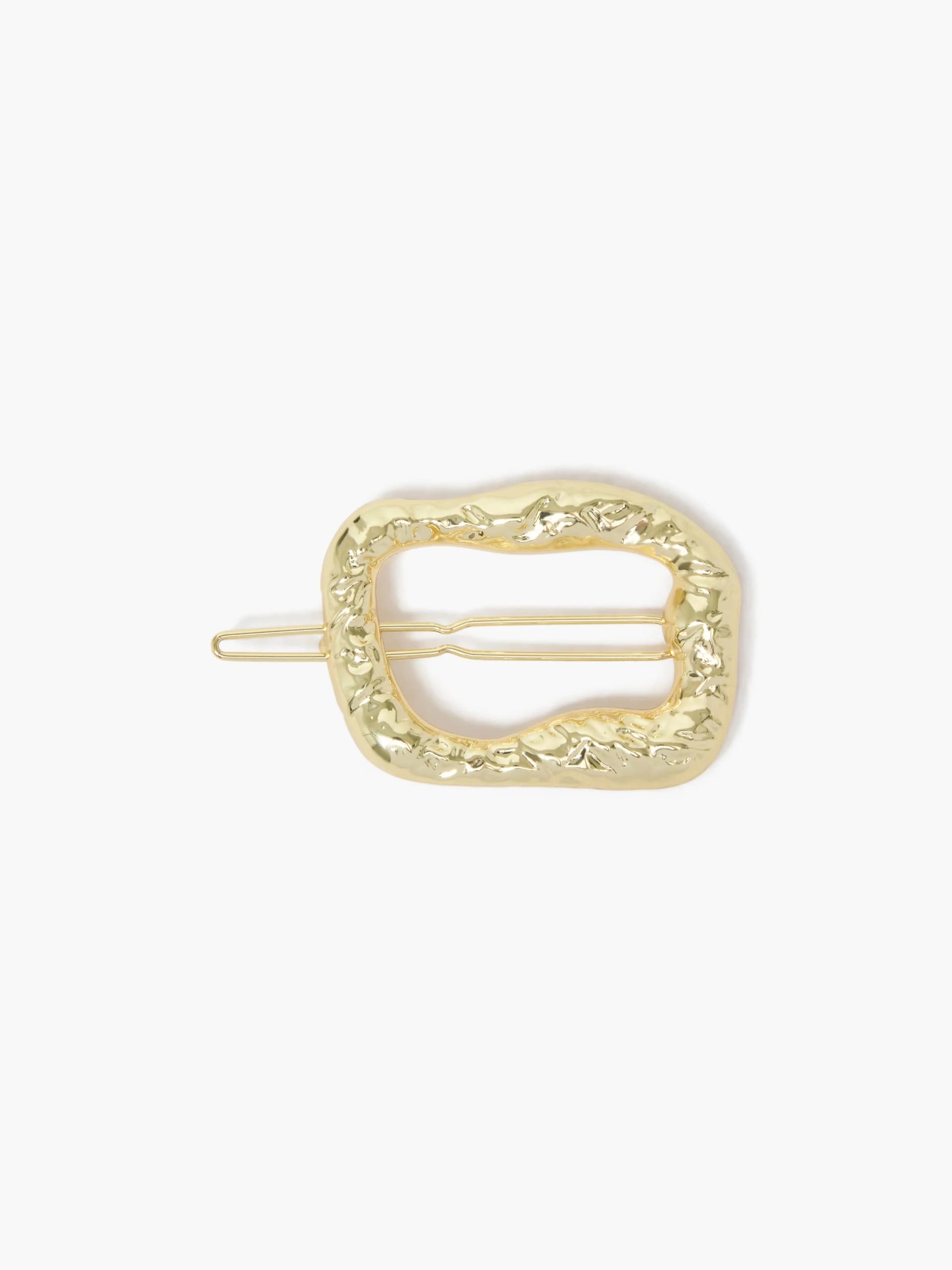 French Connection Molten Metal Square Barrette Hair Clip Gold