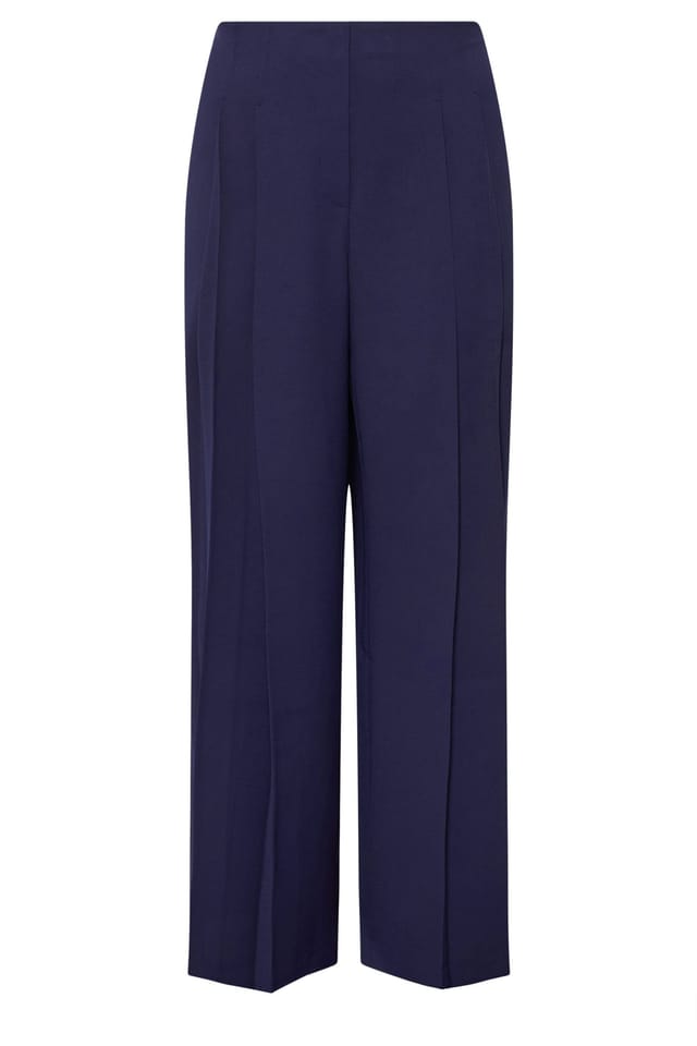 Evans Evans Women's Pleat Front Trousers in Mid Navy - 2