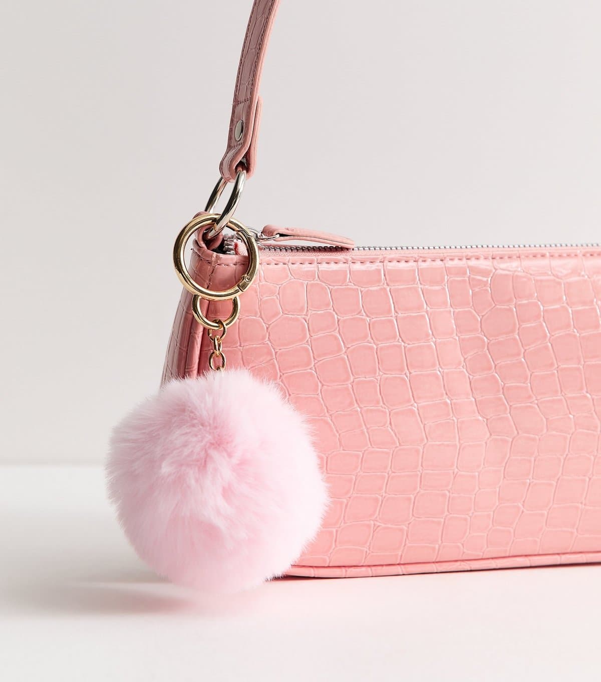 New Look New Look Pink Fluffy Pom Pom Bag Charm