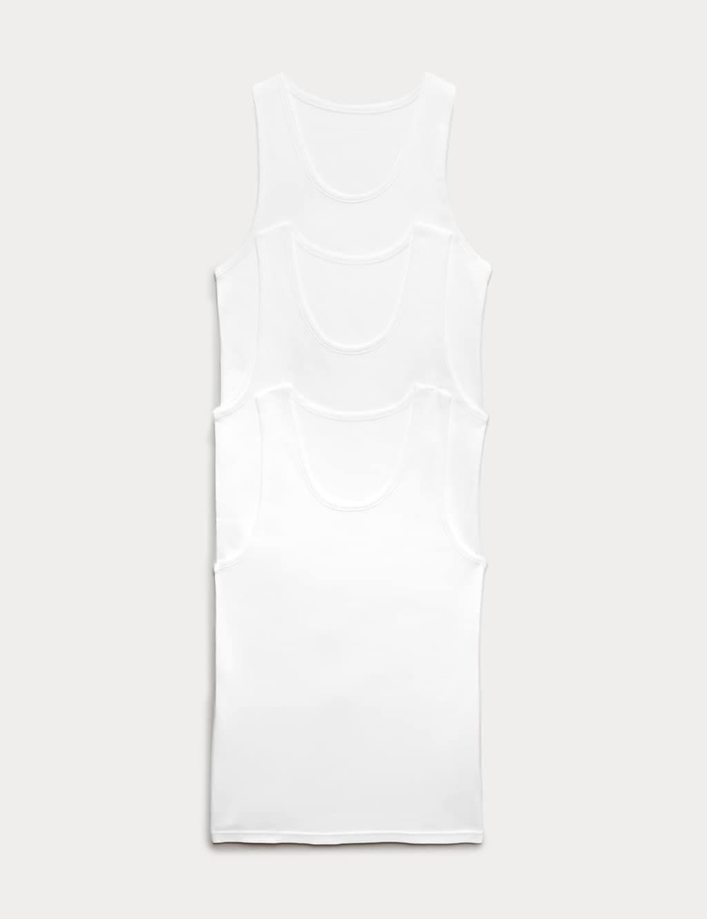 Marks & Spencer M&S 3 Pack Pure Cotton Sleeveless Vests White