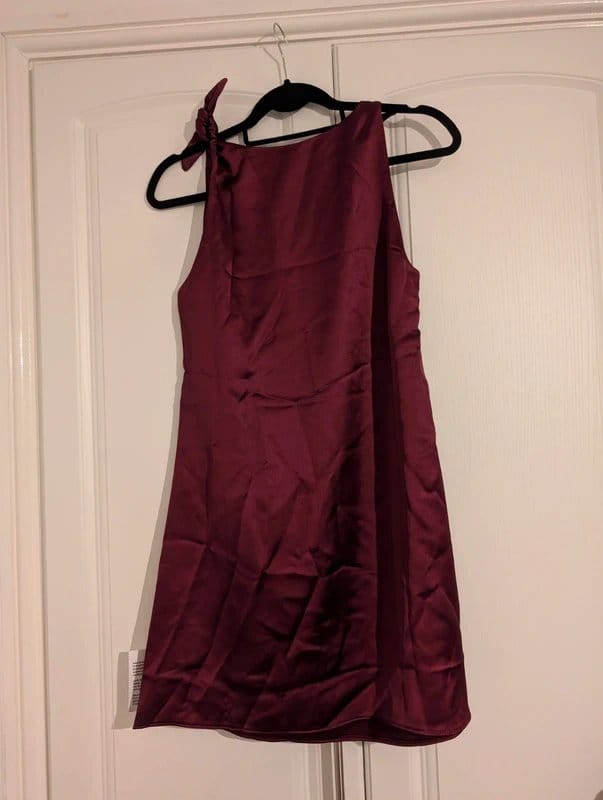 ASOS Burgundy Satin Mini Dress Size 8 Brand New
