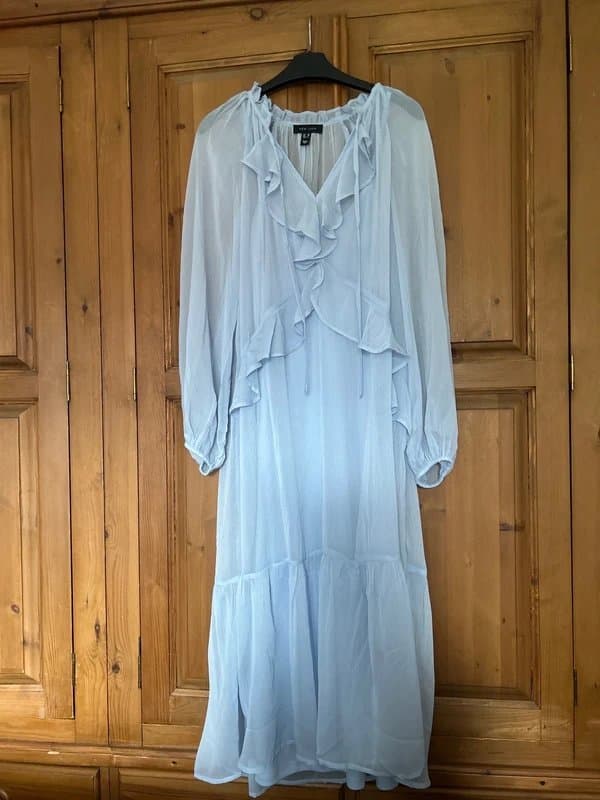 New Look Blue new look chiffon ruffle dress