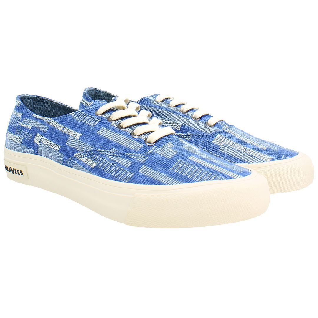 Seavees Seavees Women's Legend Embroidery Lace-Up Blue Canvas Shoes - 2