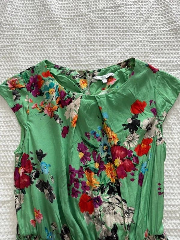New Look Y2K New Look Green Floral Skater Dress Size 10 Summer, Garden Party Dress