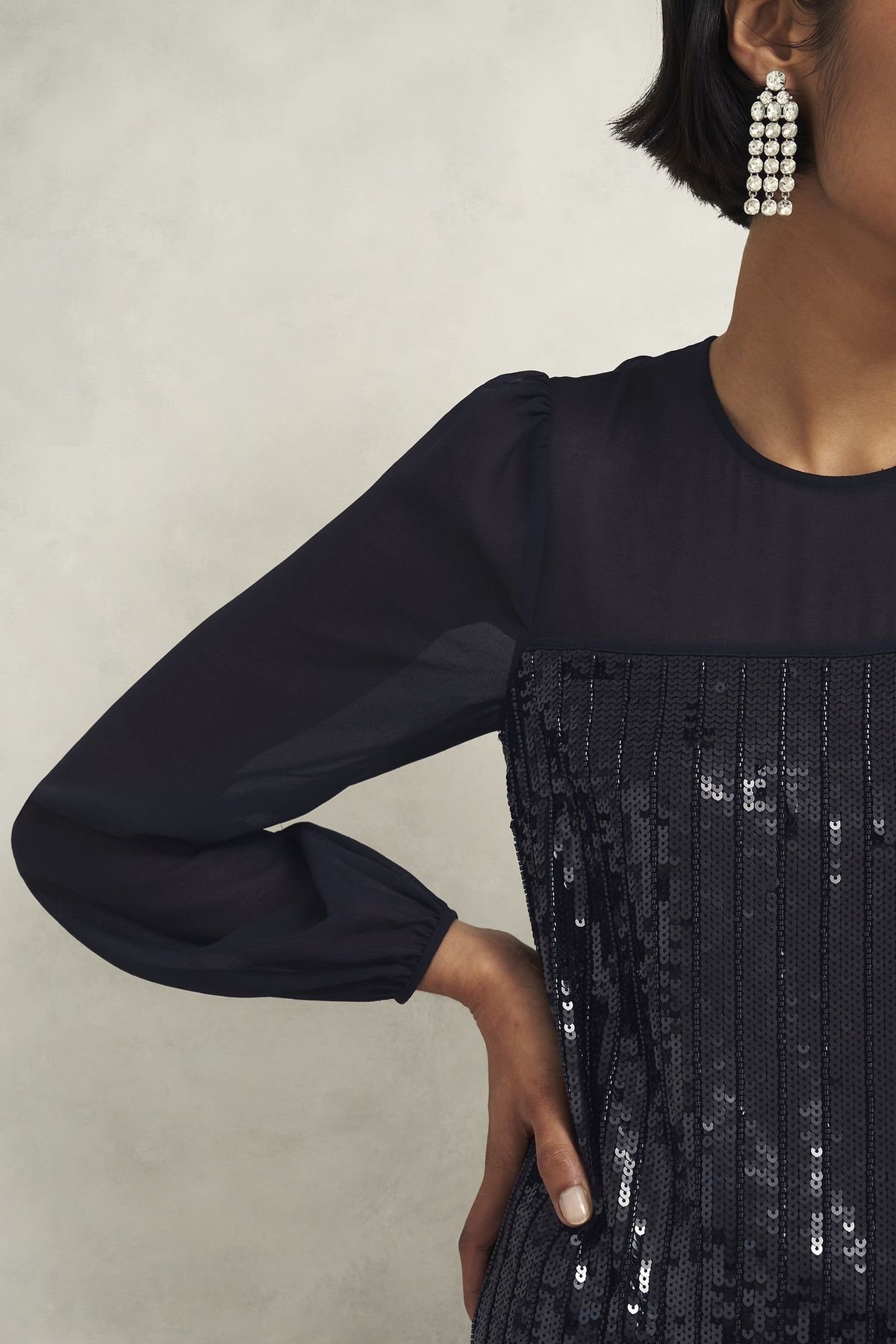 Hobbs London Hobbs London Women's Zariah Sequin Dress in Jet Black - 3