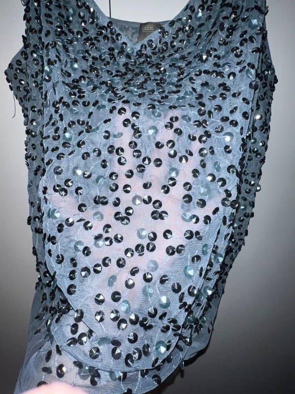 ASOS Blue sequin mesh camisole top