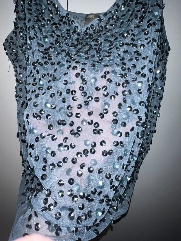 ASOS Turquoise Sequin Mesh Camisole Top