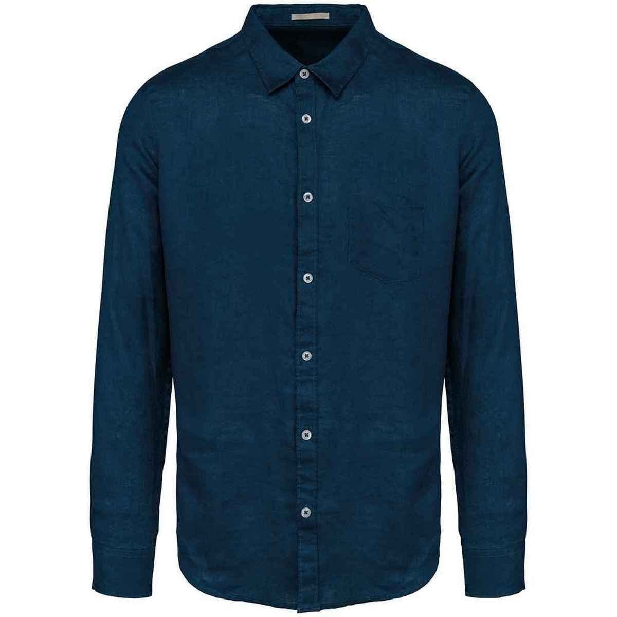 Spasso Spasso Men's Linen Long-Sleeved Shirt in Teal