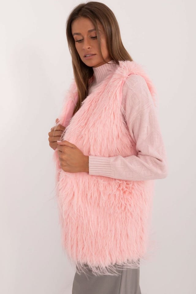 Love Lace Love Lace Women's Casual Hoodless Insulated Faux Fur Vest Style 200337 in Pink - 2