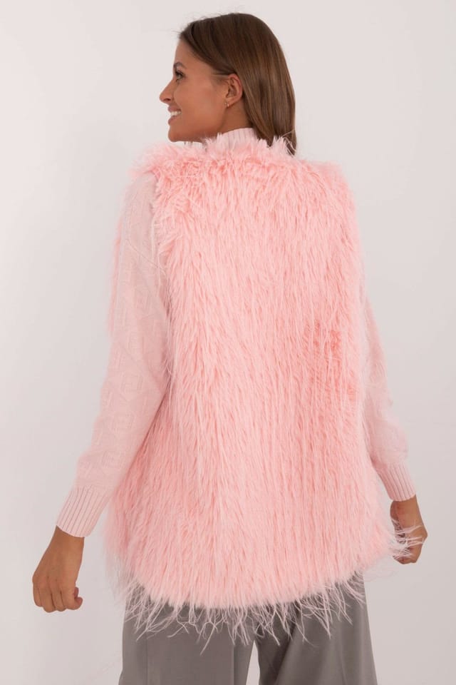 Love Lace Love Lace Women's Casual Hoodless Insulated Faux Fur Vest Style 200337 in Pink - 3