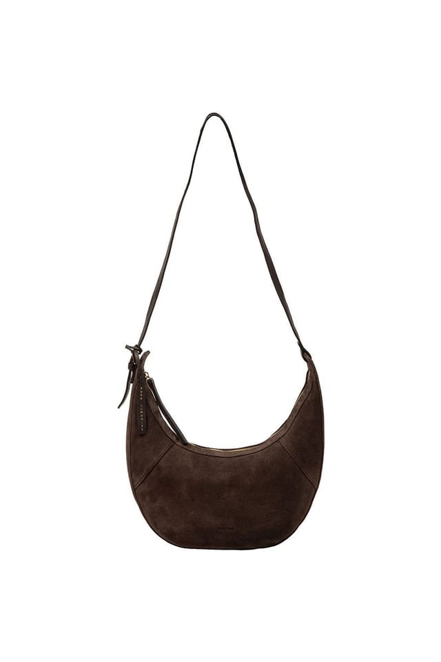 Pure Luxuries London Pure Luxuries London Women's 'Felicity' Suede Shoulder Bag in Dark Brown - 2