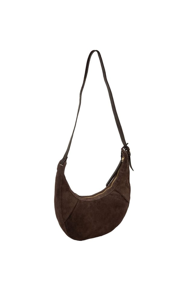 Pure Luxuries London Pure Luxuries London Women's 'Felicity' Suede Shoulder Bag in Dark Brown - 3