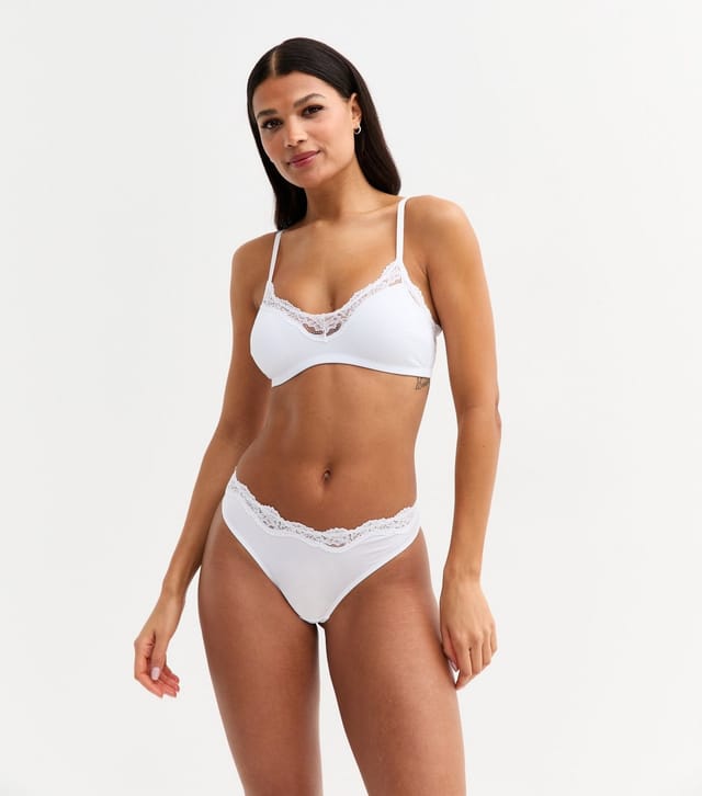 New Look Women's White Lace Trim Bralette New Look - 3
