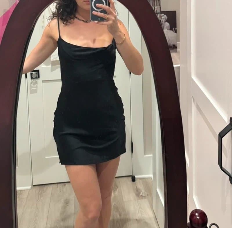 Bershka Bershka Black Satin Mini Dress