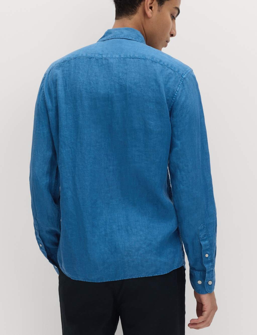 Marks & Spencer M&S Slim Fit Pure Linen Shirt Cobalt - 4